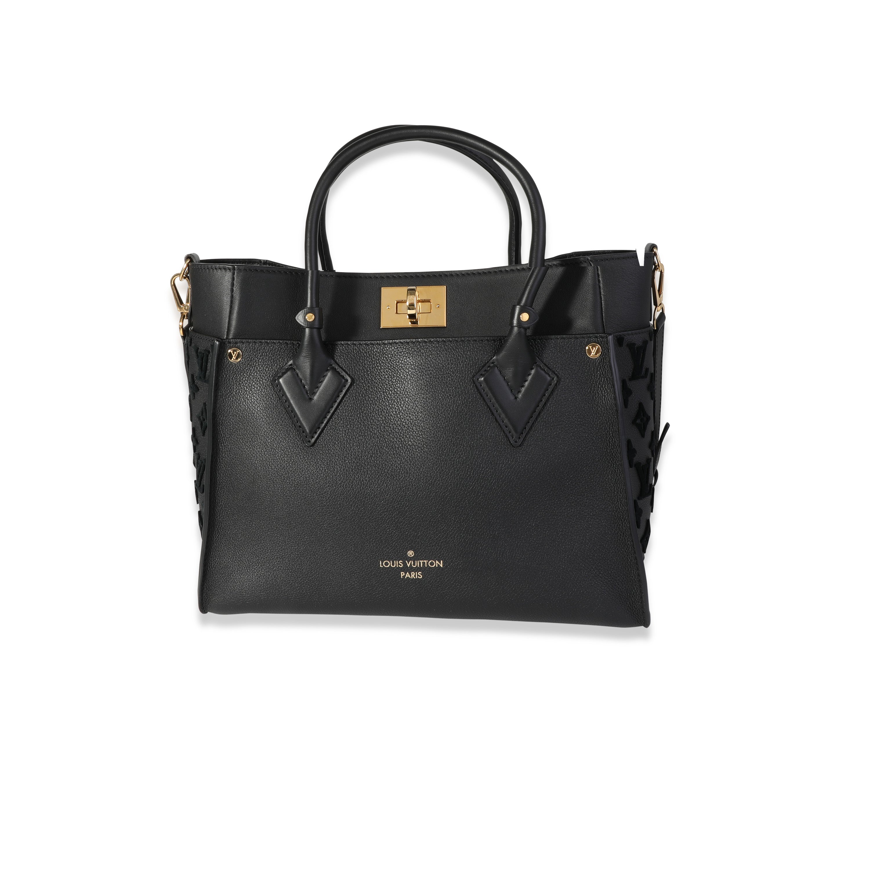 Louis Vuitton Black Grained Calfskin & Tufted Monogram On My Side MM