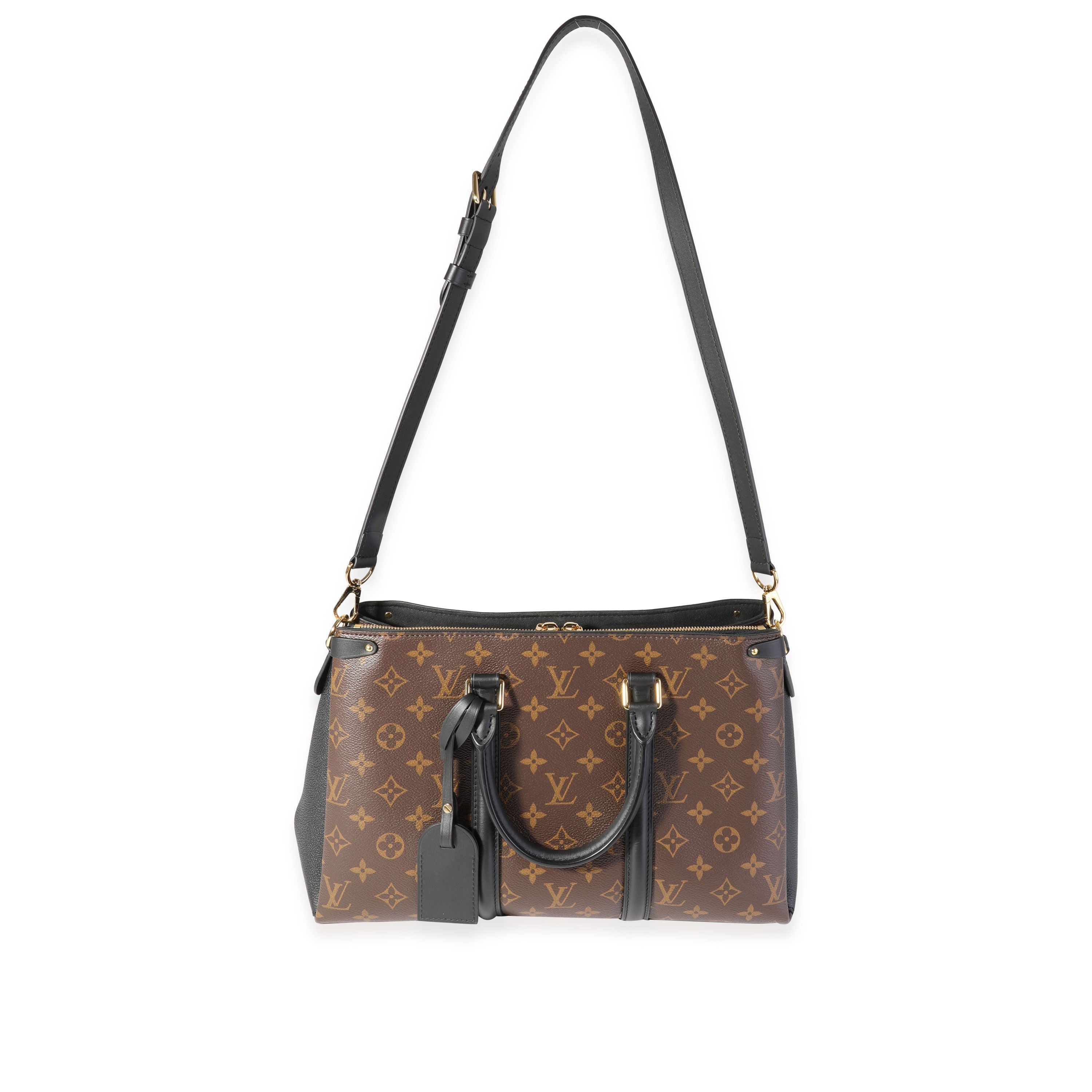 Louis Vuitton Louis Vuitton Black Leather & Monogram Canvas Soufflot MM
