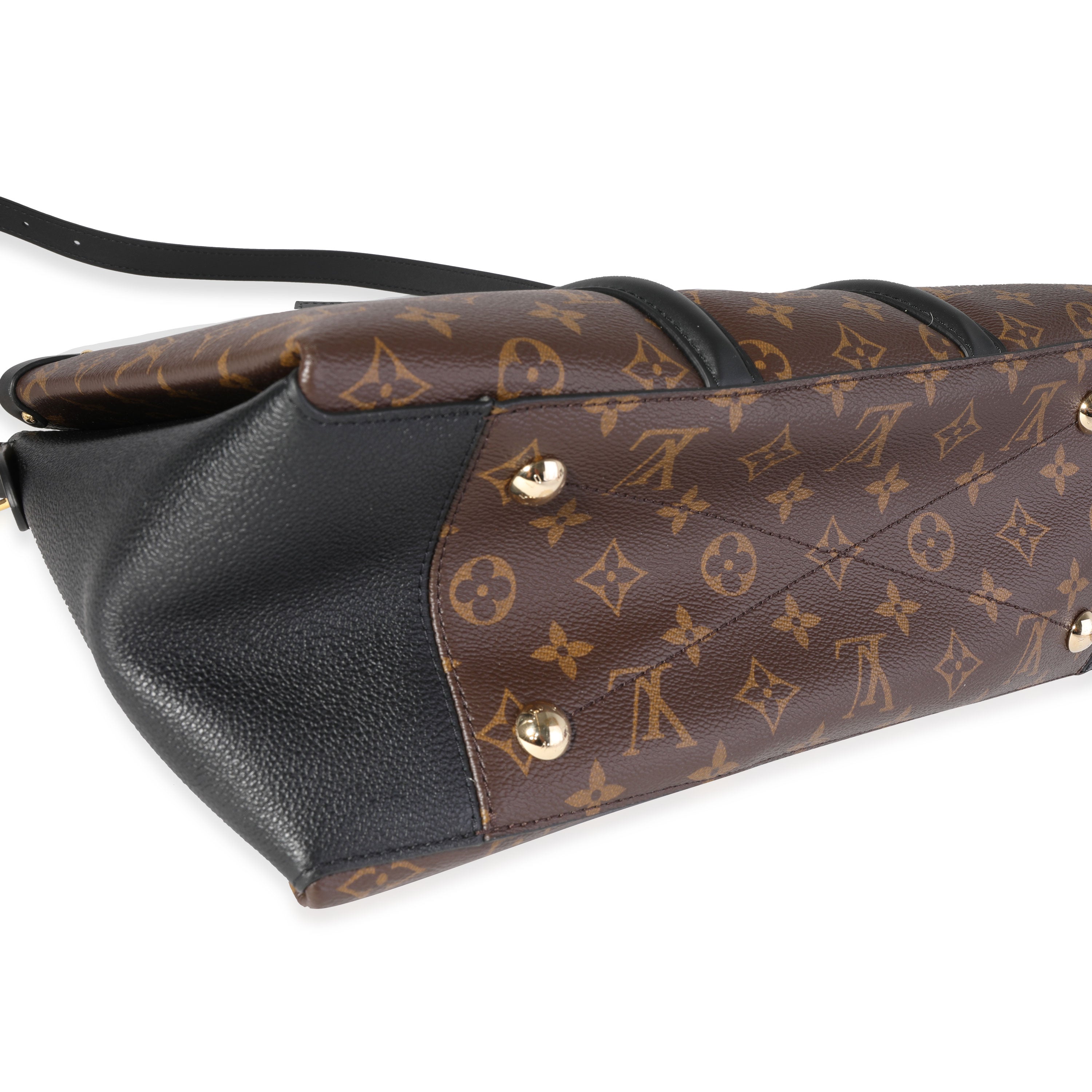 Louis Vuitton Louis Vuitton Black Leather & Monogram Canvas Soufflot MM