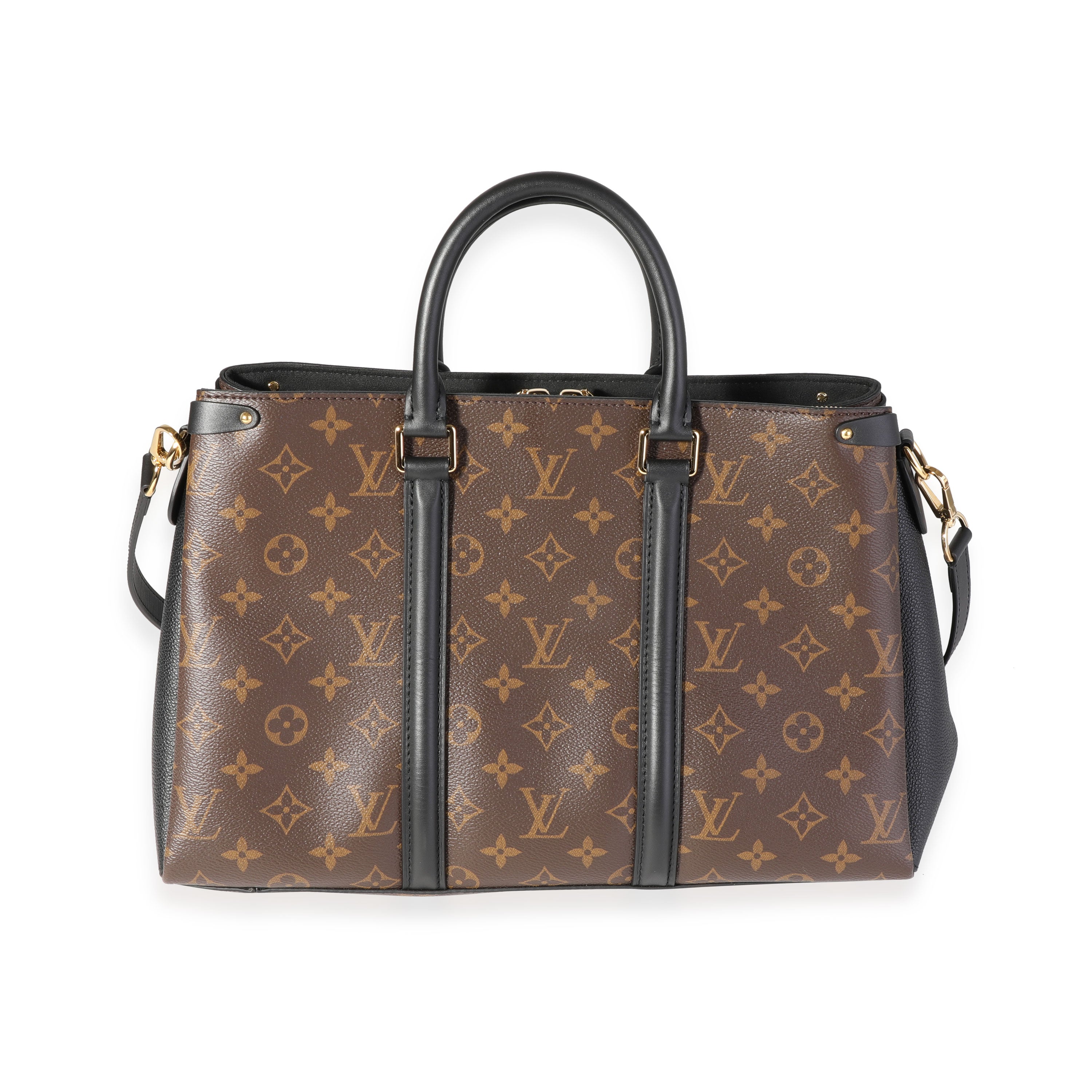 Louis Vuitton Louis Vuitton Black Leather & Monogram Canvas Soufflot MM