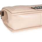 Chanel Light Beige Chevron Quilted Lambskin Medium Boy Bag