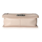 Chanel Light Beige Chevron Quilted Lambskin Medium Boy Bag