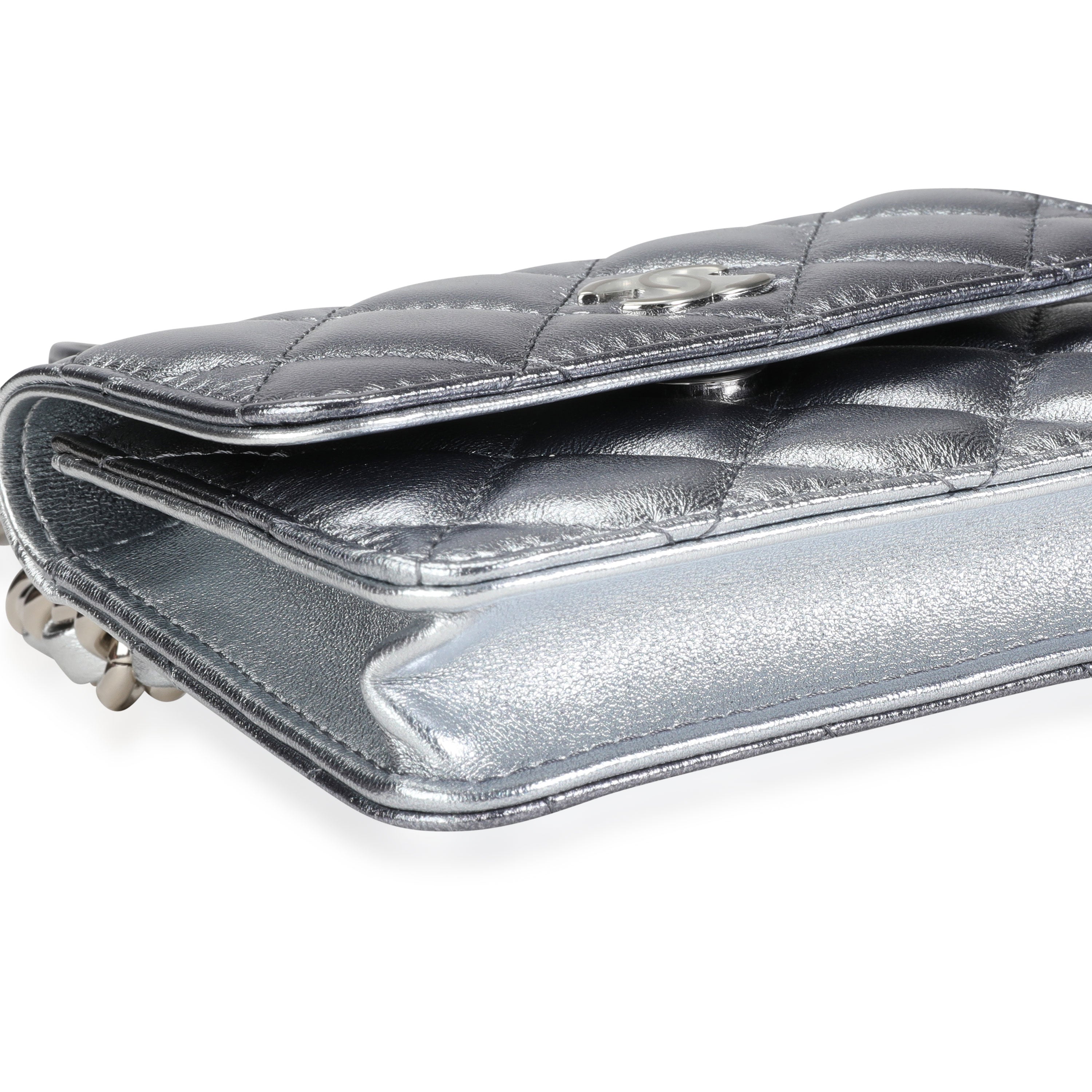 Chanel Silver Metallic Quilted Lambskin Coco Punk Belt Bag