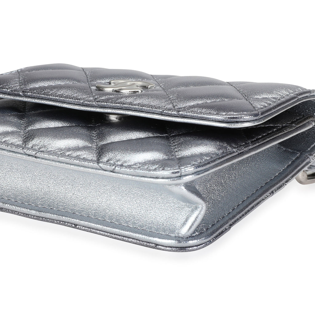 Chanel Silver Metallic Quilted Lambskin Coco Punk Belt Bag