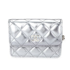 Chanel Silver Metallic Quilted Lambskin Coco Punk Belt Bag