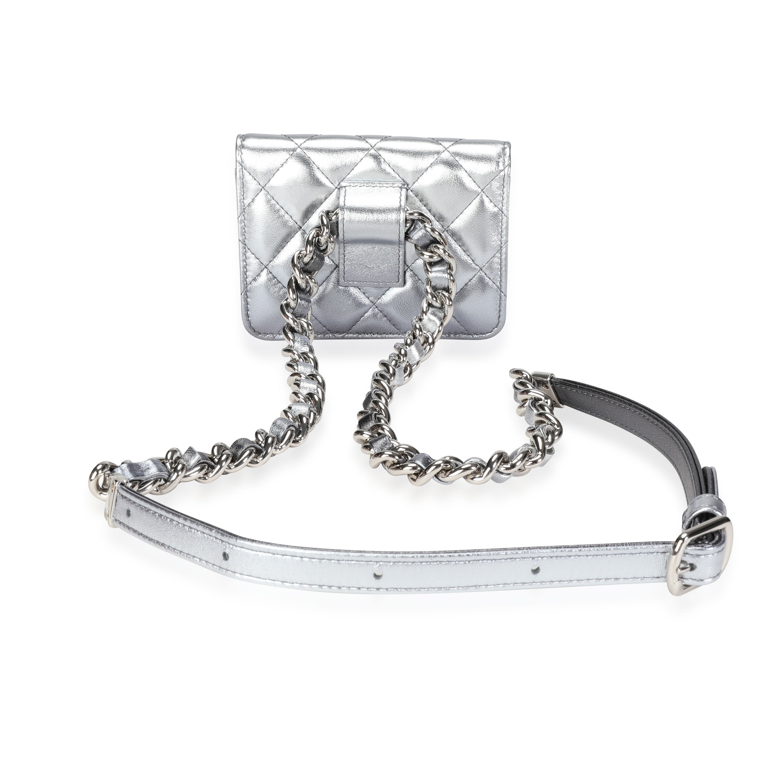Chanel Silver Metallic Quilted Lambskin Coco Punk Belt Bag