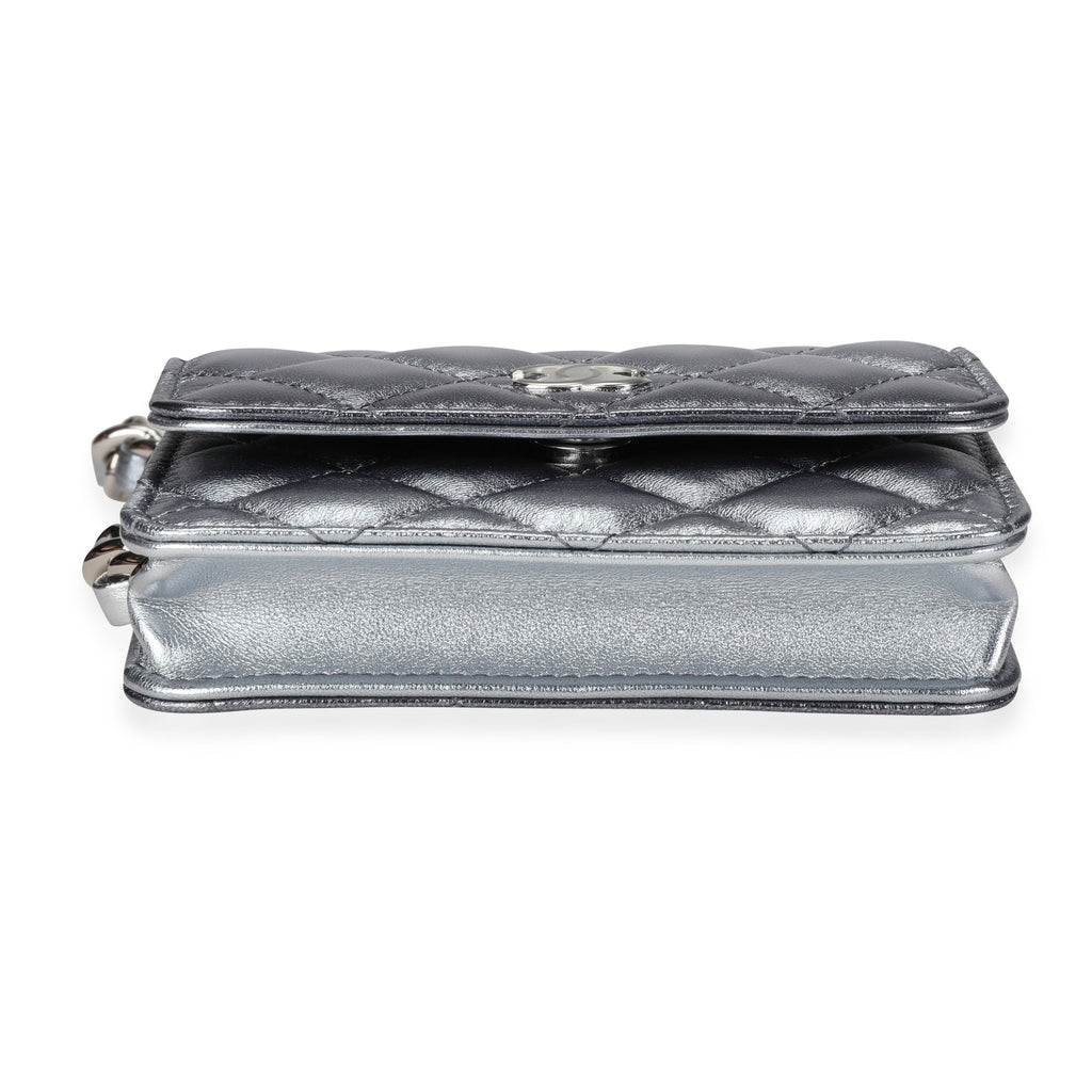Chanel Silver Metallic Quilted Lambskin Coco Punk Belt Bag
