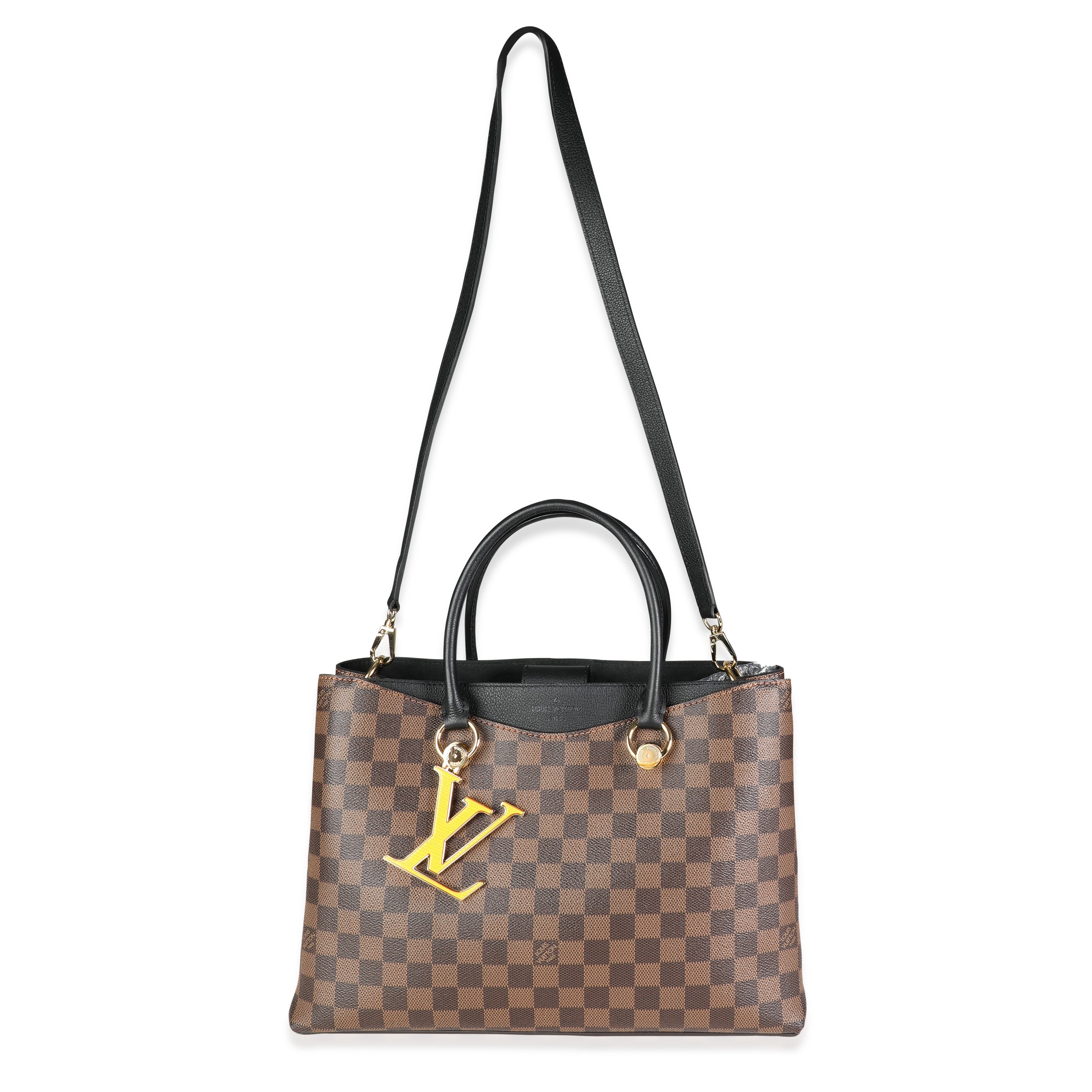 Louis Vuitton Louis Vuitton Black Taurillon Leather & Damier Ebene Canvas LV Riverside Tote