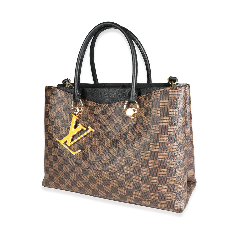 Louis Vuitton Louis Vuitton Black Taurillon Leather & Damier Ebene Canvas LV Riverside Tote