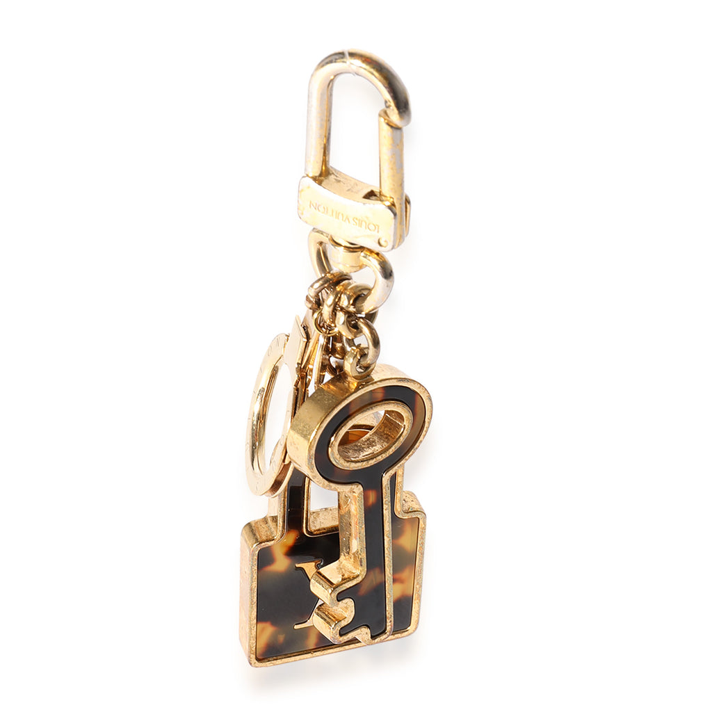 Louis Vuitton Louis Vuitton Gold & Faux Tortoise Enamel Lock & Key Bag Charm