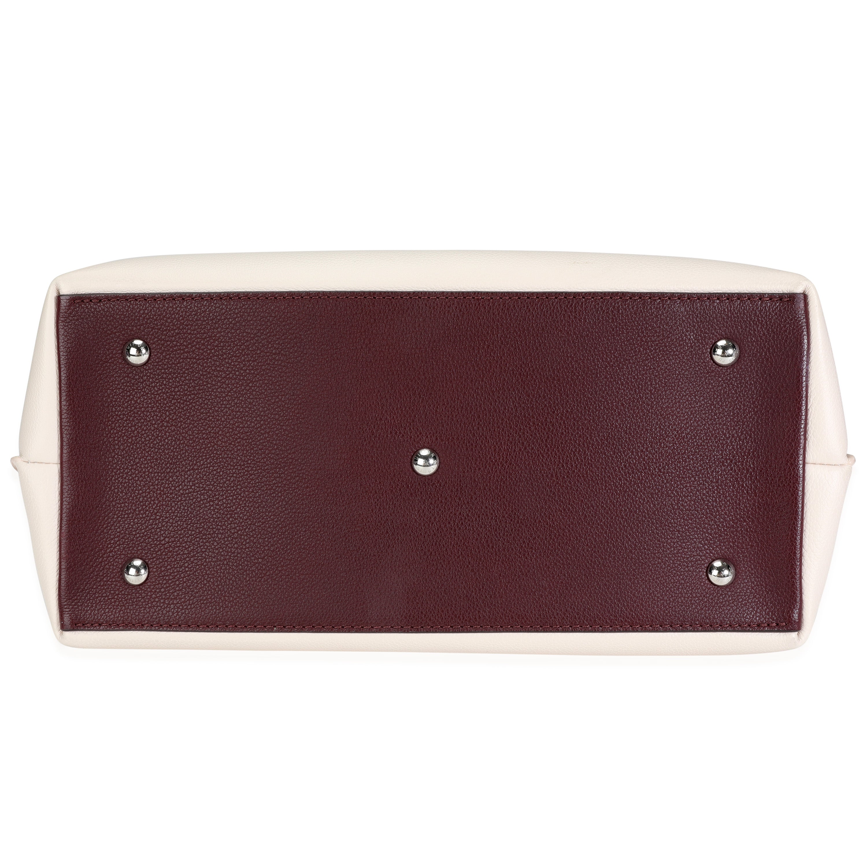 Louis Vuitton Louis Vuitton Cream & Burgundy Grained Calf Leather Lockme Day Bag