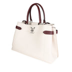 Louis Vuitton Louis Vuitton Cream & Burgundy Grained Calf Leather Lockme Day Bag