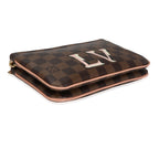Louis Vuitton Louis Vuitton Damier Ebene & Rose Ballerine  Double Zip Pochette
