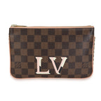 Louis Vuitton Louis Vuitton Damier Ebene & Rose Ballerine  Double Zip Pochette