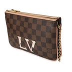 Louis Vuitton Louis Vuitton Damier Ebene & Rose Ballerine  Double Zip Pochette