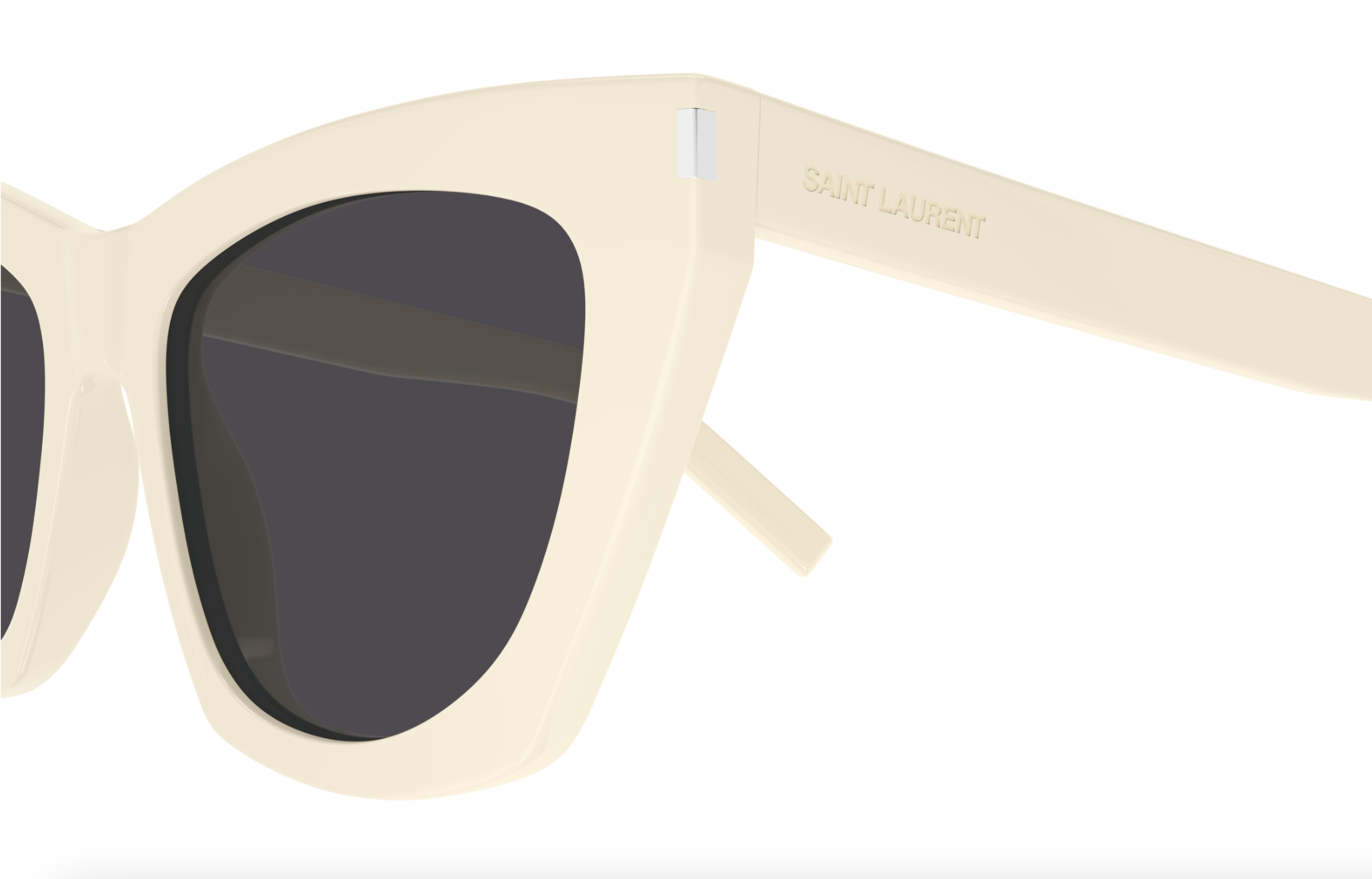 Saint Laurent SL 214 KATE-035 Cream Cat-Eye Sunglasses -Bold Retro Style
