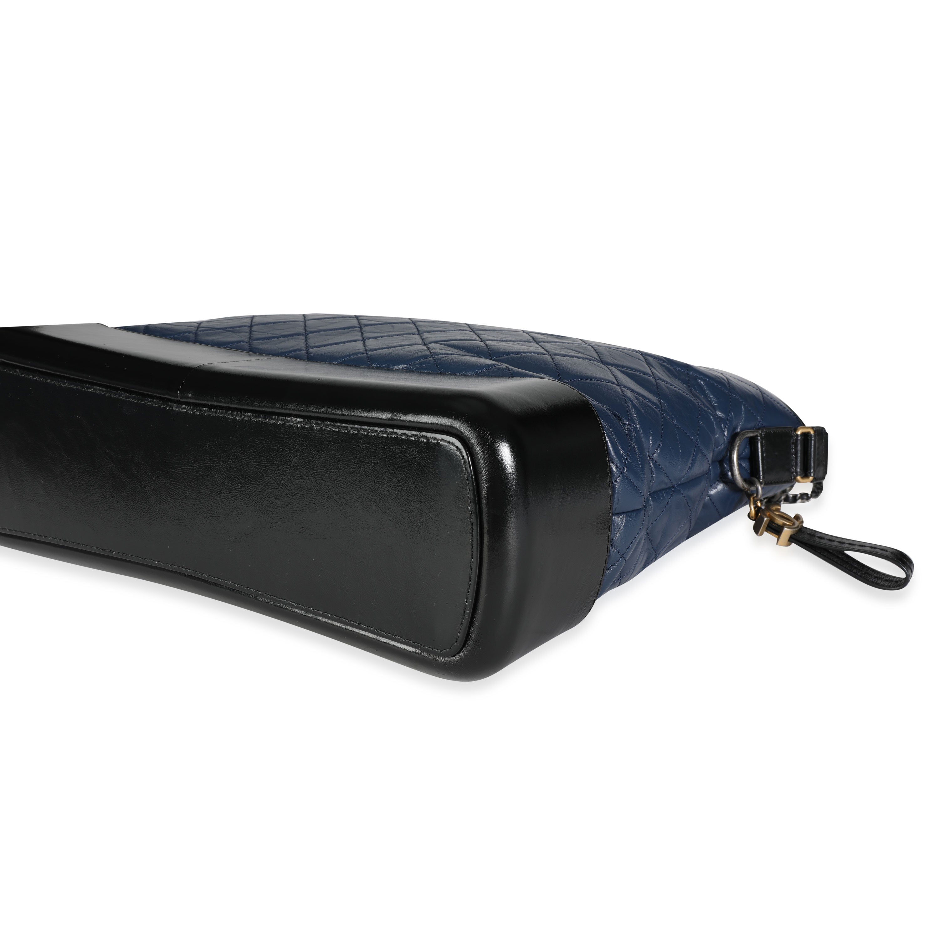 Chanel Black & Blue Quilted Calfskin Large Gabrielle Shopping Tote