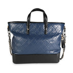 Chanel Black & Blue Quilted Calfskin Large Gabrielle Shopping Tote