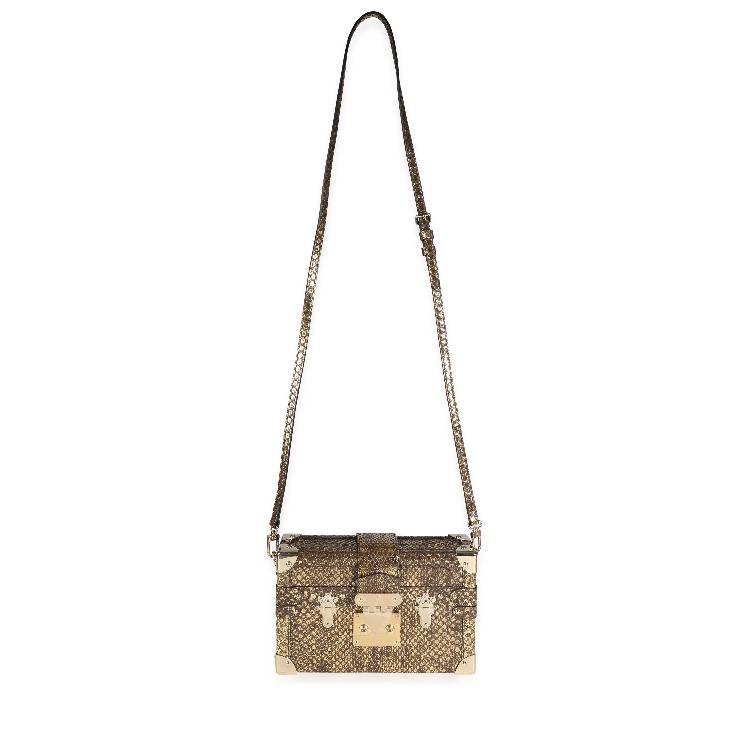 Louis Vuitton Louis Vuitton Distressed Metallic Gold Python Petite Malle