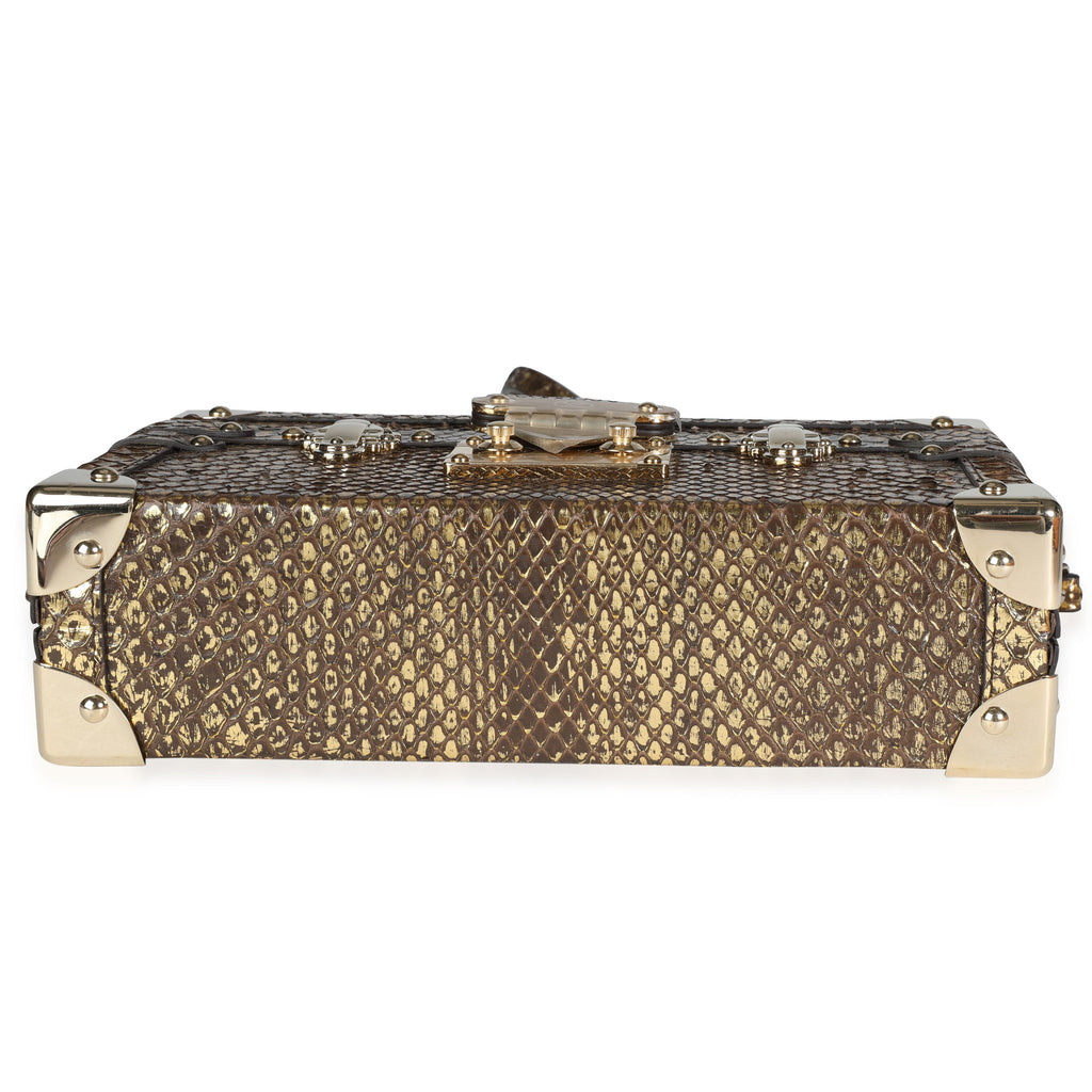 Louis Vuitton Louis Vuitton Distressed Metallic Gold Python Petite Malle