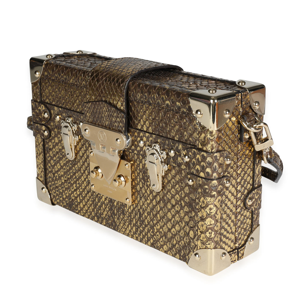 Louis Vuitton Louis Vuitton Distressed Metallic Gold Python Petite Malle