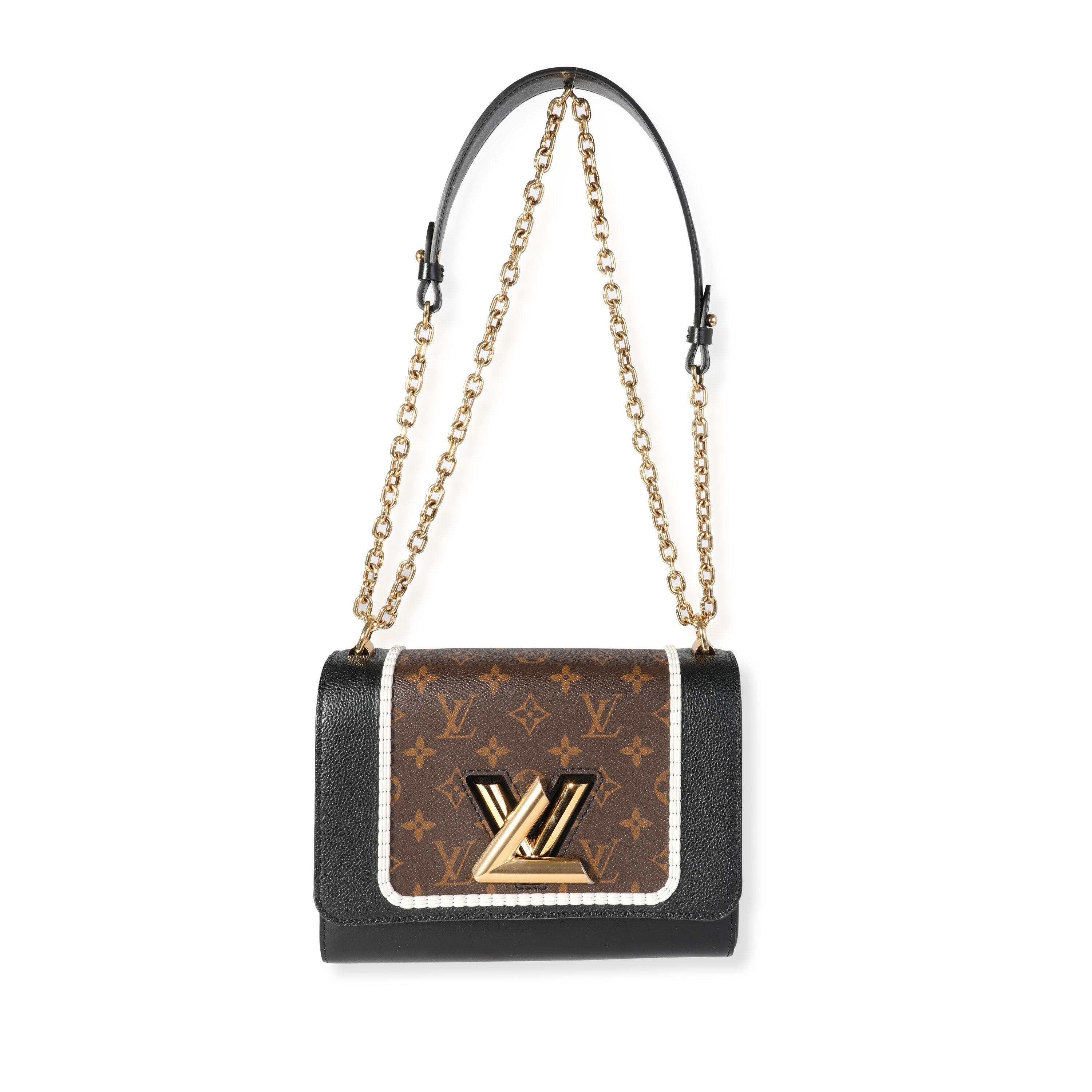 Louis Vuitton Louis Vuitton Black Leather & Monogram Canvas Braided Twist MM