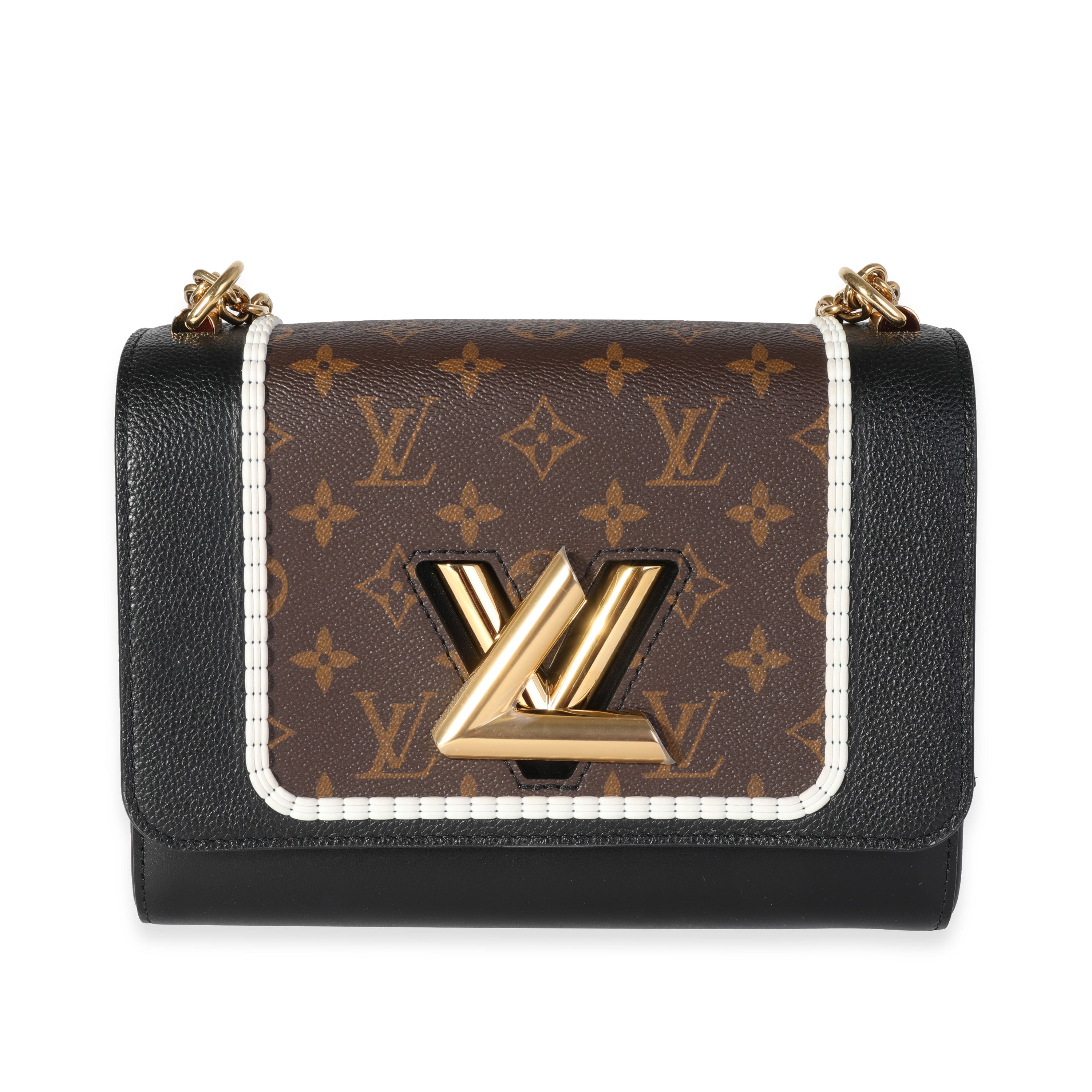 Louis Vuitton Louis Vuitton Black Leather & Monogram Canvas Braided Twist MM