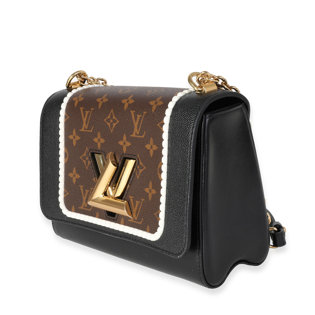 Louis Vuitton Louis Vuitton Black Leather & Monogram Canvas Braided Twist MM