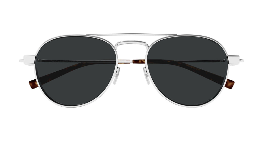 Saint Laurent SL 708 002 Mens Sunglasses Silver Metal Frame with Grey Lenses