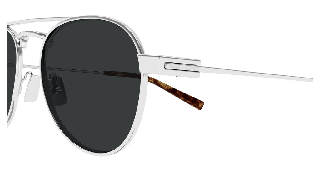 Saint Laurent SL 708 002 Mens Sunglasses Silver Metal Frame with Grey Lenses