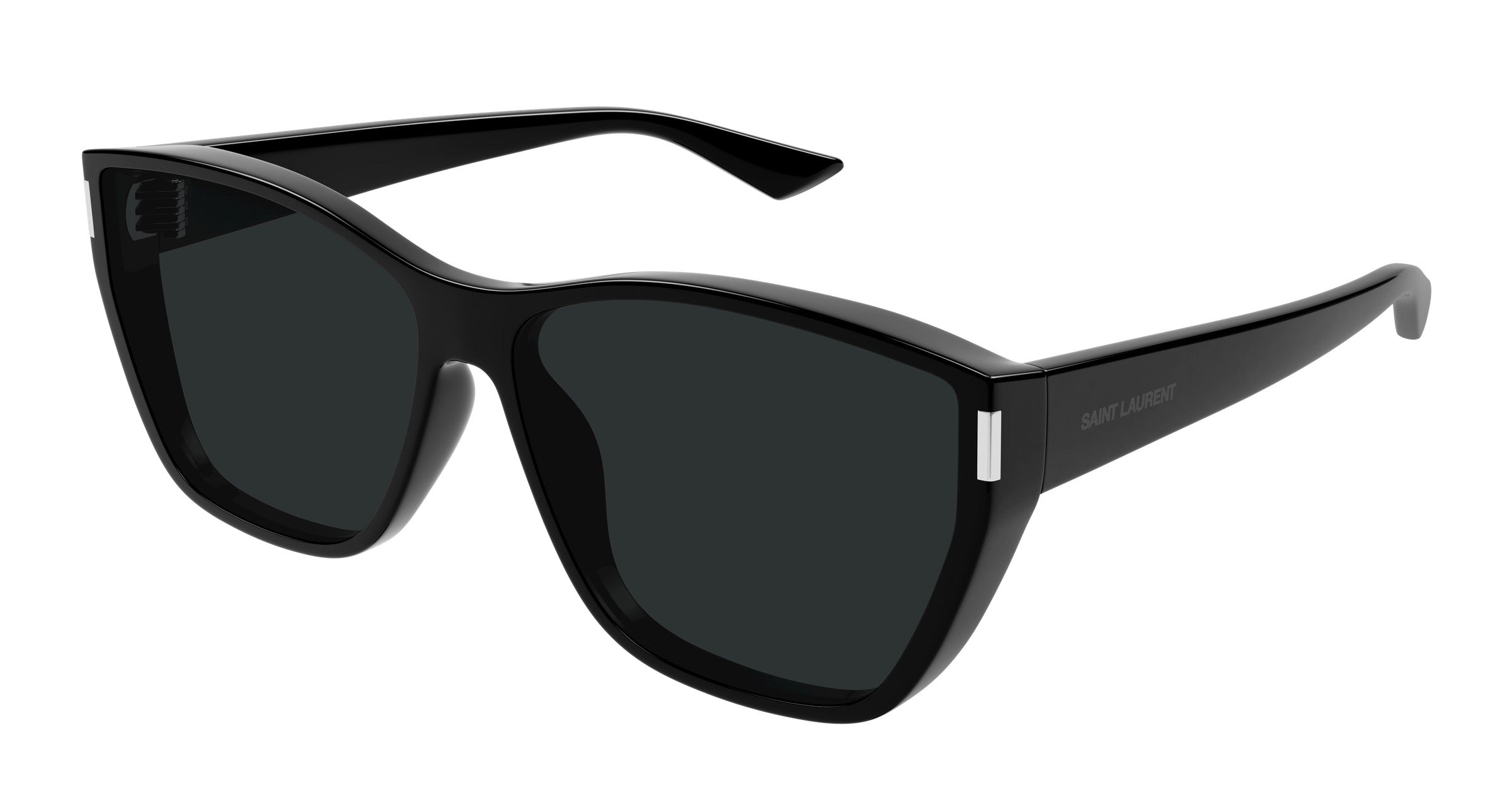 Saint Laurent SL 758-001 Cat-Eye Sunglasses in Shiny Black with Grey Lenses