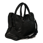 Balenciaga Metallic Craquele Calfskin Classic Hardware City Black
