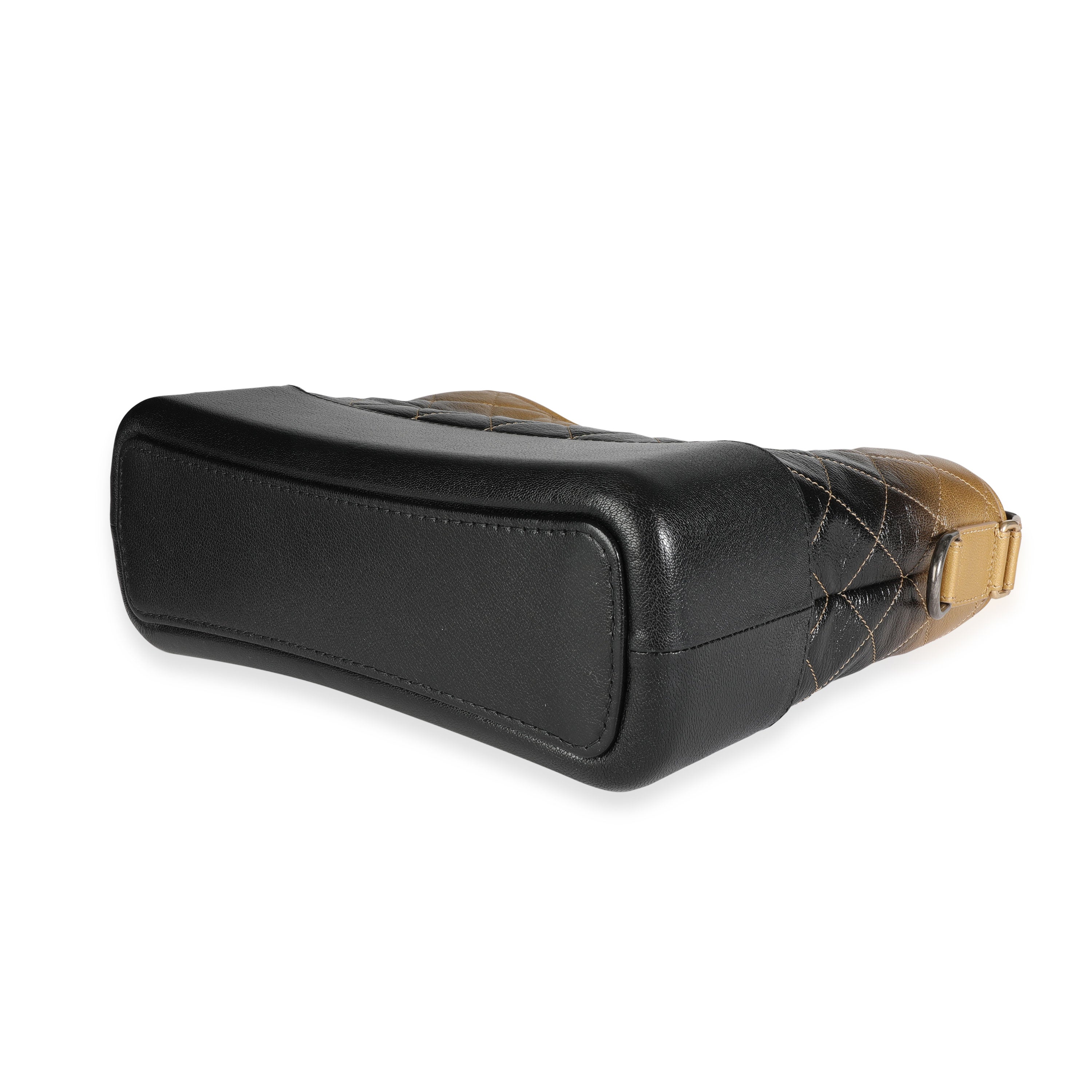 Chanel Black & Gold Ombré Quilted Goatskin Medium Gabrielle Hobo