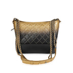 Chanel Black & Gold Ombré Quilted Goatskin Medium Gabrielle Hobo