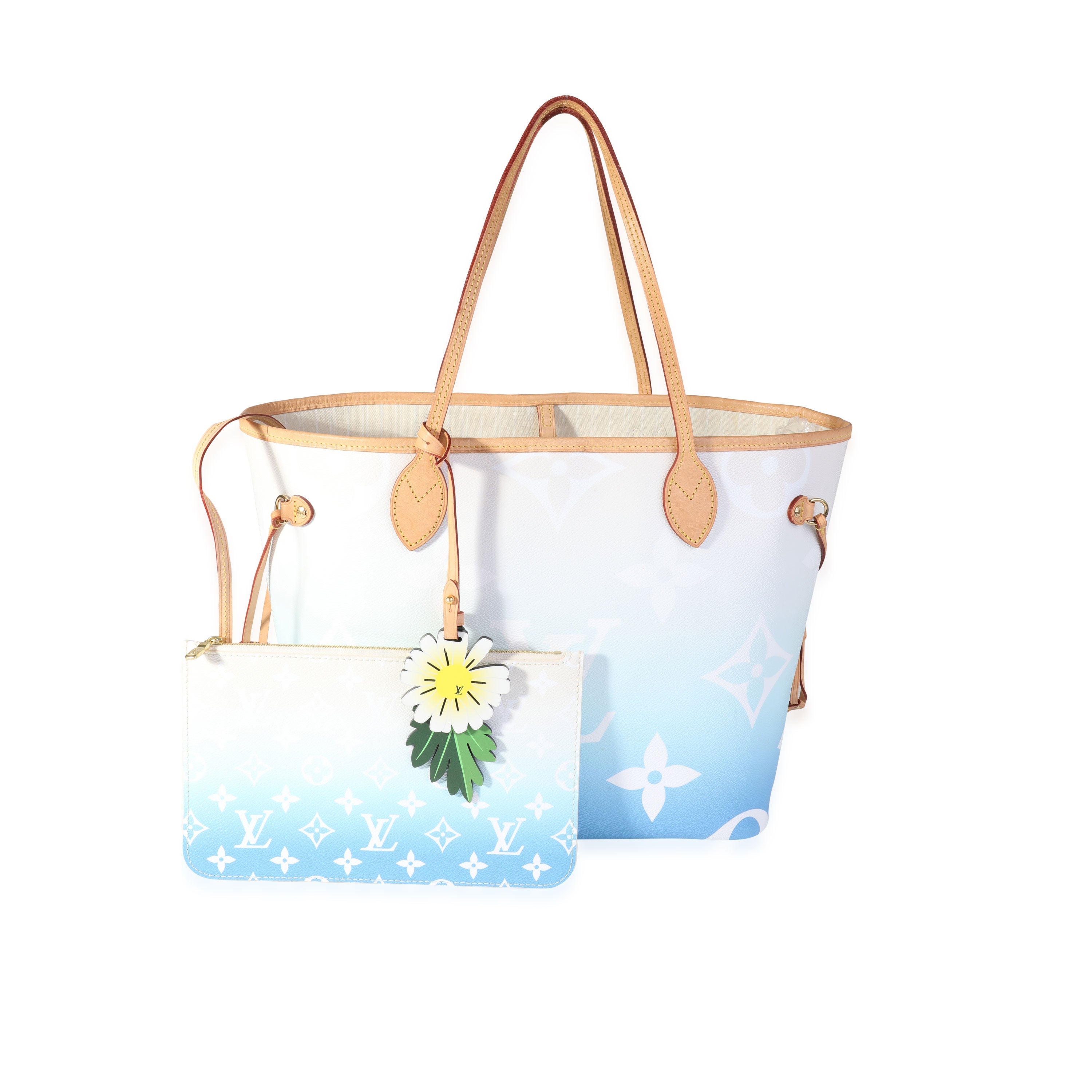 Louis Vuitton Louis Vuitton Blue & White Giant Monogram Canvas By The Pool Neverfull MM
