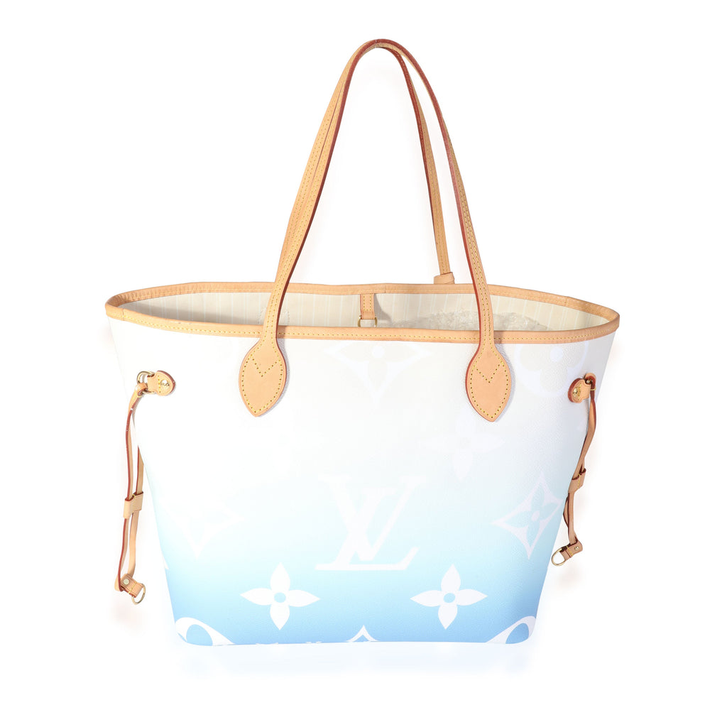 Louis Vuitton Louis Vuitton Blue & White Giant Monogram Canvas By The Pool Neverfull MM