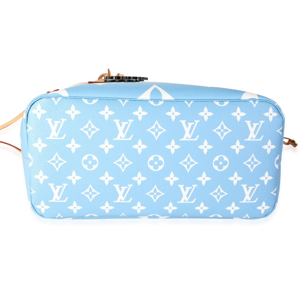 Louis Vuitton Louis Vuitton Blue & White Giant Monogram Canvas By The Pool Neverfull MM