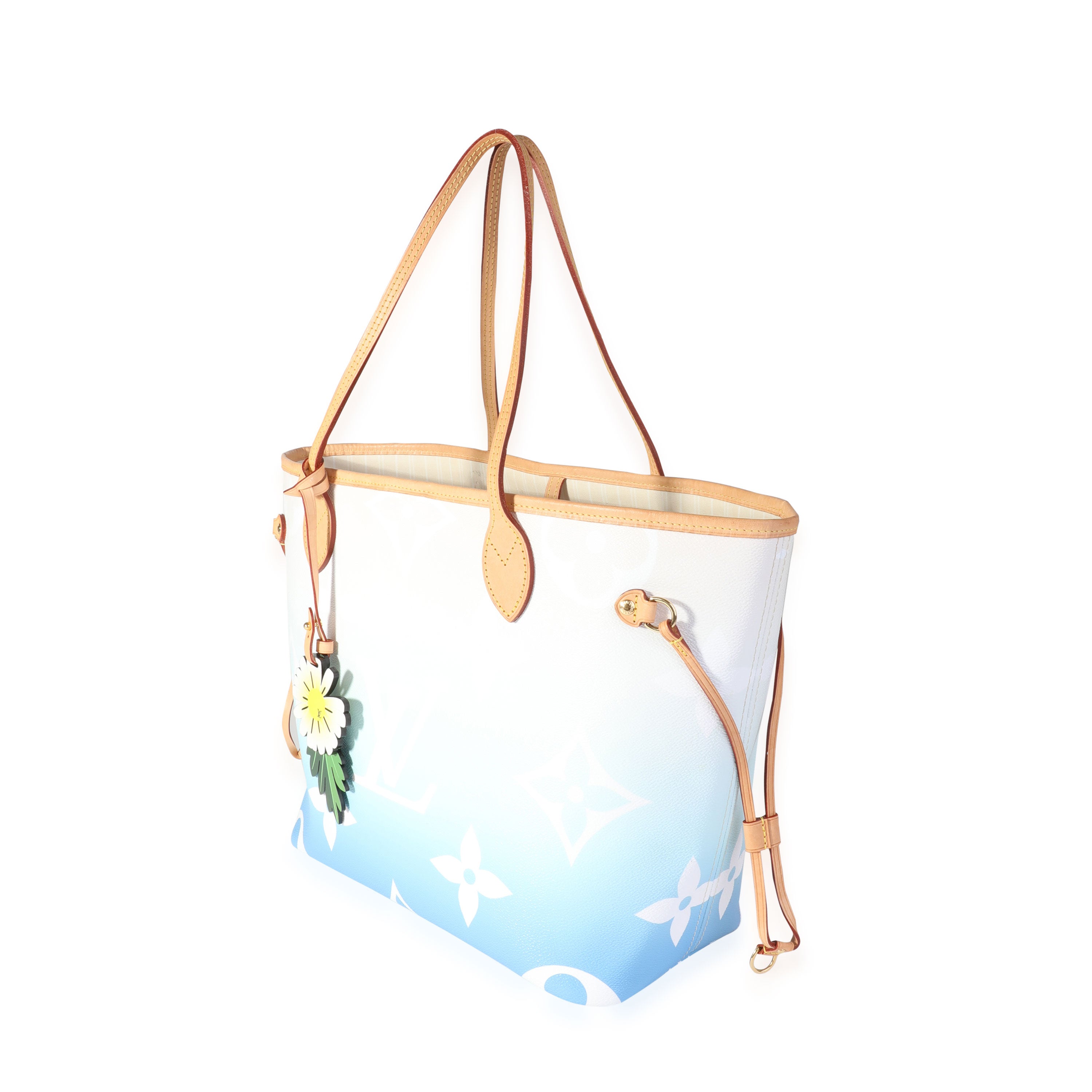 Louis Vuitton Louis Vuitton Blue & White Giant Monogram Canvas By The Pool Neverfull MM