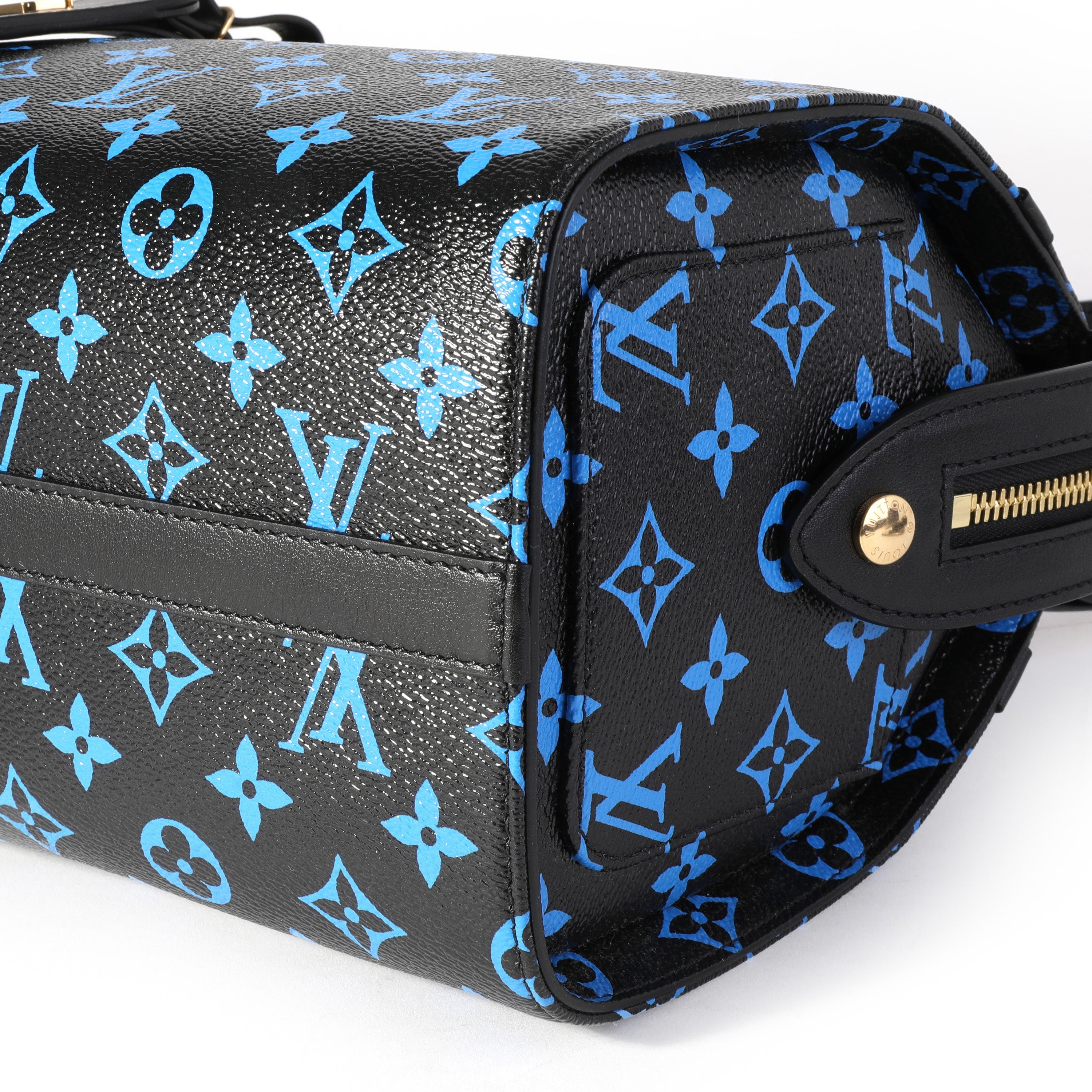 Louis Vuitton Louis Vuitton Black & Blue Monogram Canvas and Navy Leather Amazon Speedy PM