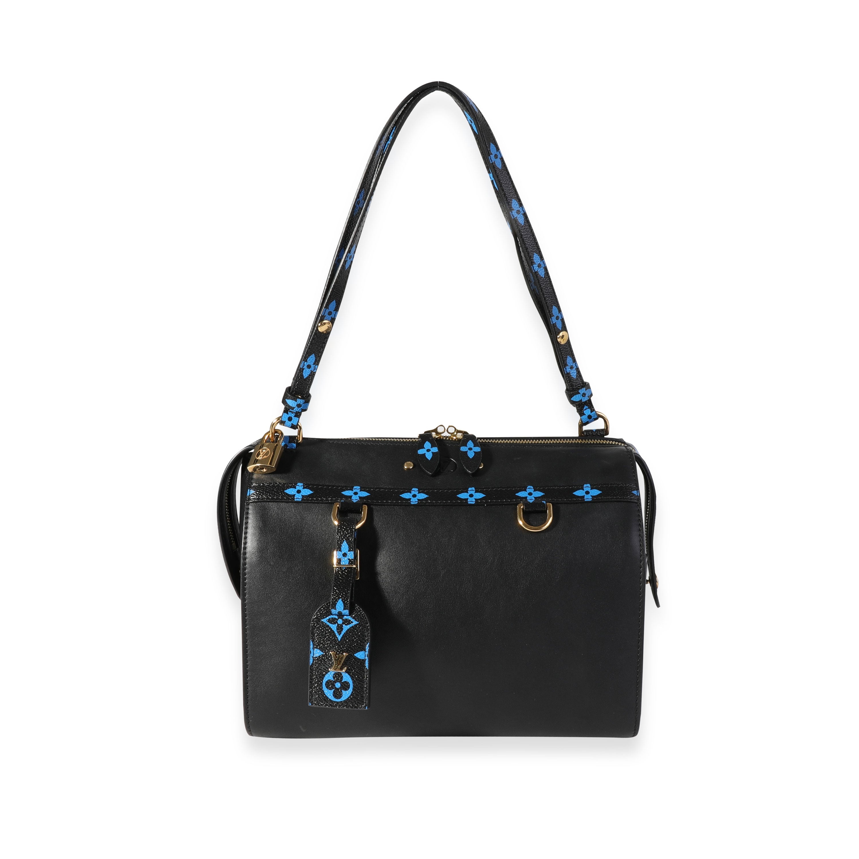 Louis Vuitton Louis Vuitton Navy Calfskin & Blue Monogram Canvas Speedy Amazon MM