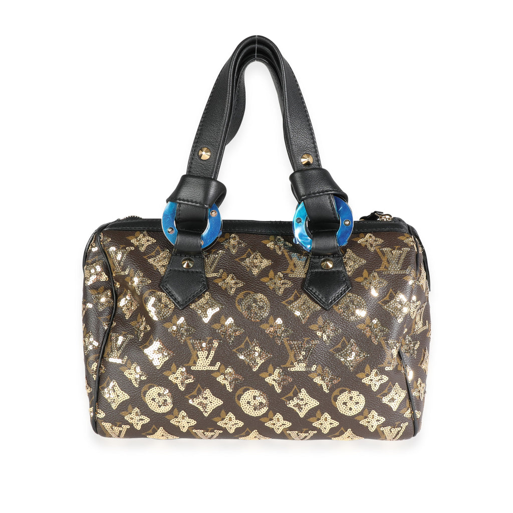Louis Vuitton Louis Vuitton Limited Edition Gold Sequined Monogram Canvas Eclipse Speedy 28