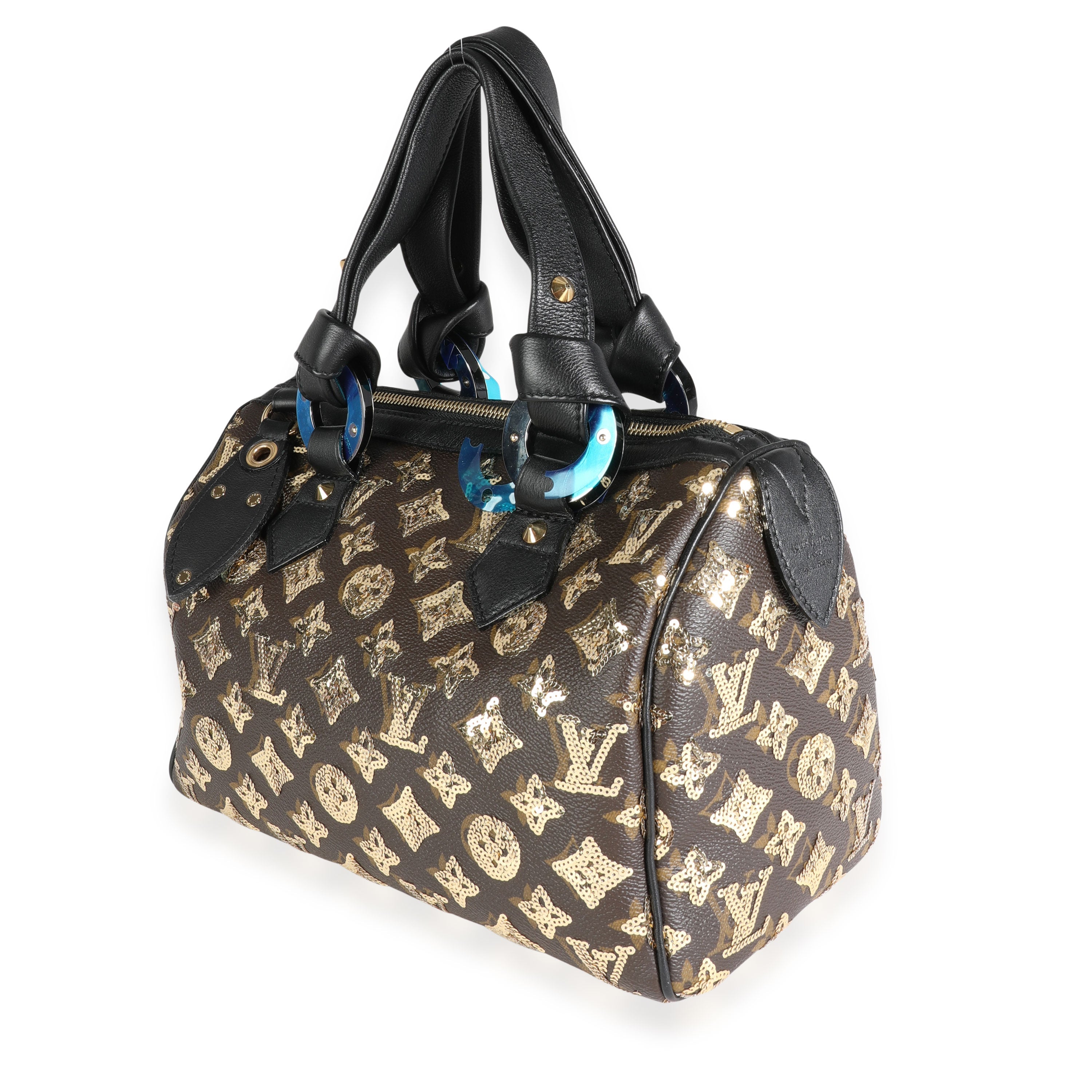 Louis Vuitton Louis Vuitton Limited Edition Gold Sequined Monogram Canvas Eclipse Speedy 28