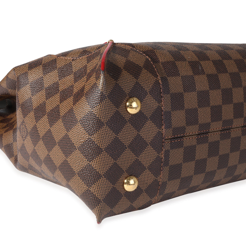 Louis Vuitton Louis Vuitton Damier Ebene Canvas & Cherry Leather Caissa Hobo