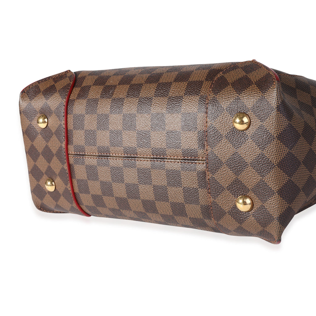 Louis Vuitton Louis Vuitton Damier Ebene Canvas & Cherry Leather Caissa Hobo