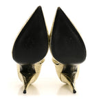 Saint Laurent Metallic Crinkled Polyurethane Calfskin Kiki Pointed Toe Ankle Boots 38 Gold