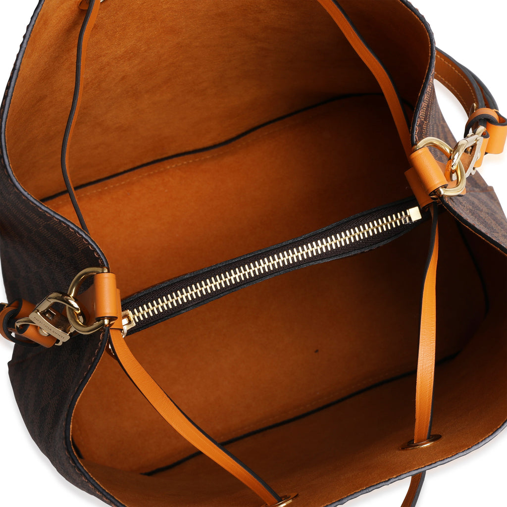 Louis Vuitton Louis Vuitton Safran Yellow Leather & Damier Ebene NéoNoé MM