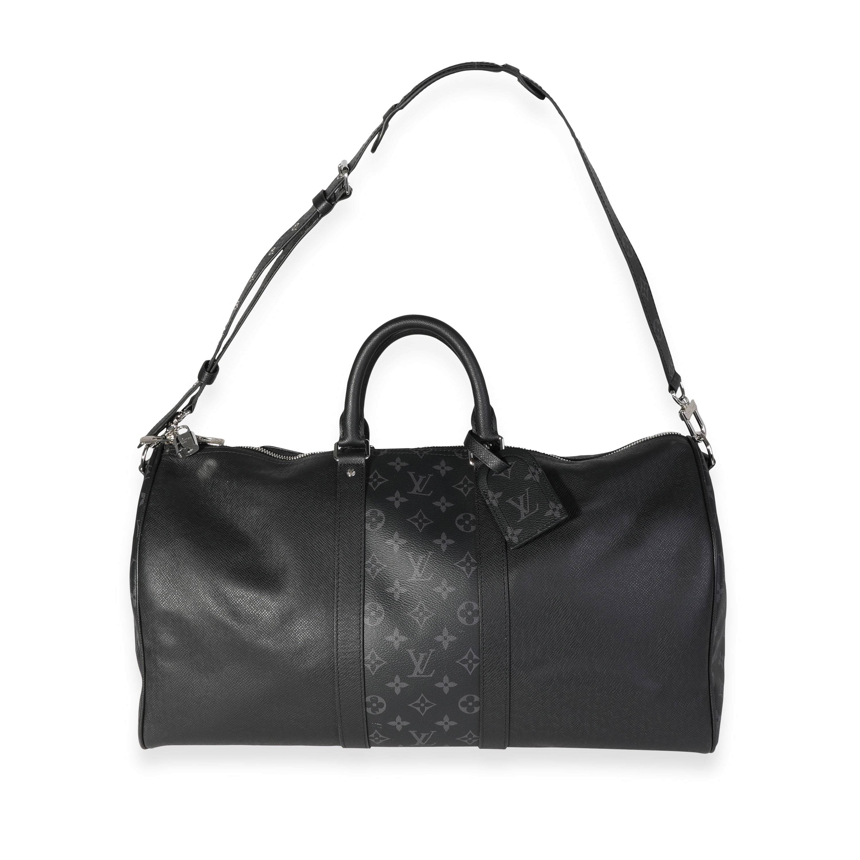 Louis Vuitton Louis Vuitton Black Monogram Eclipse Taigarama Keepall Bandoulière 50