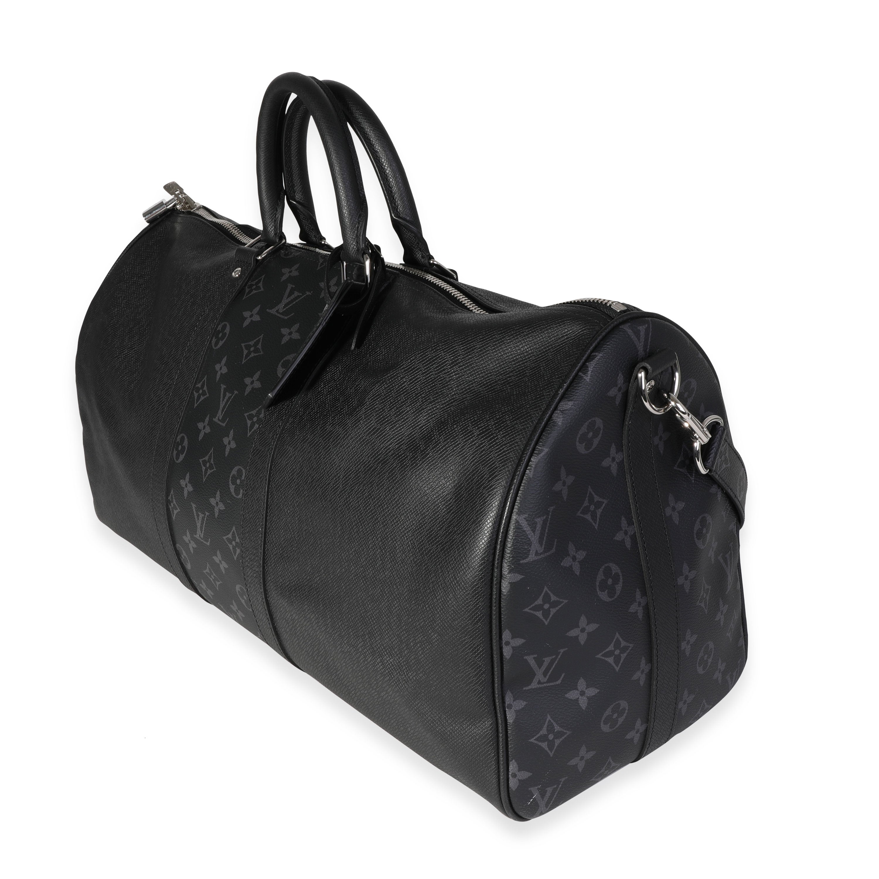 Louis Vuitton Louis Vuitton Black Monogram Eclipse Taigarama Keepall Bandoulière 50