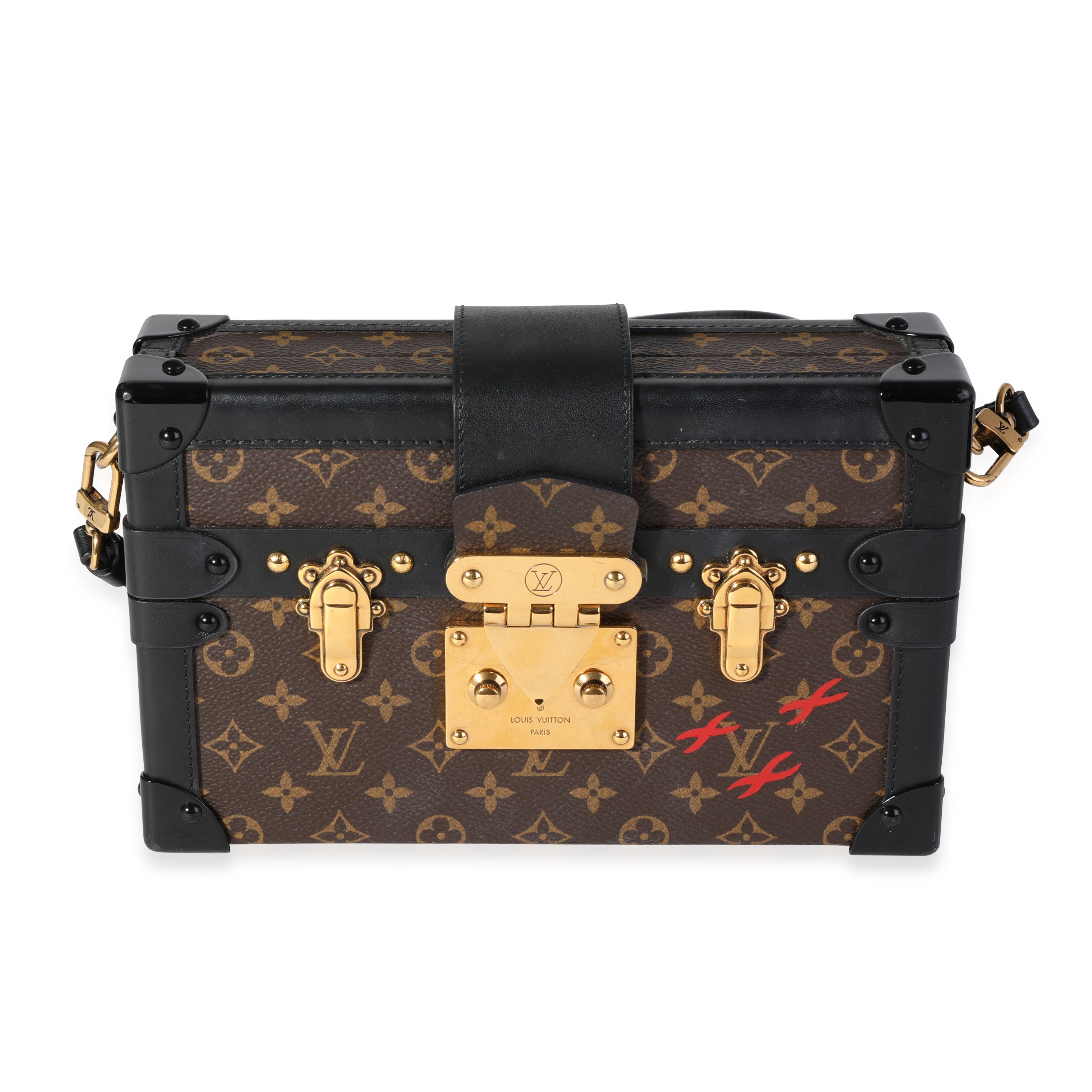 Louis Vuitton Louis Vuitton Monogram Canvas & Black Calfskin Petite Malle