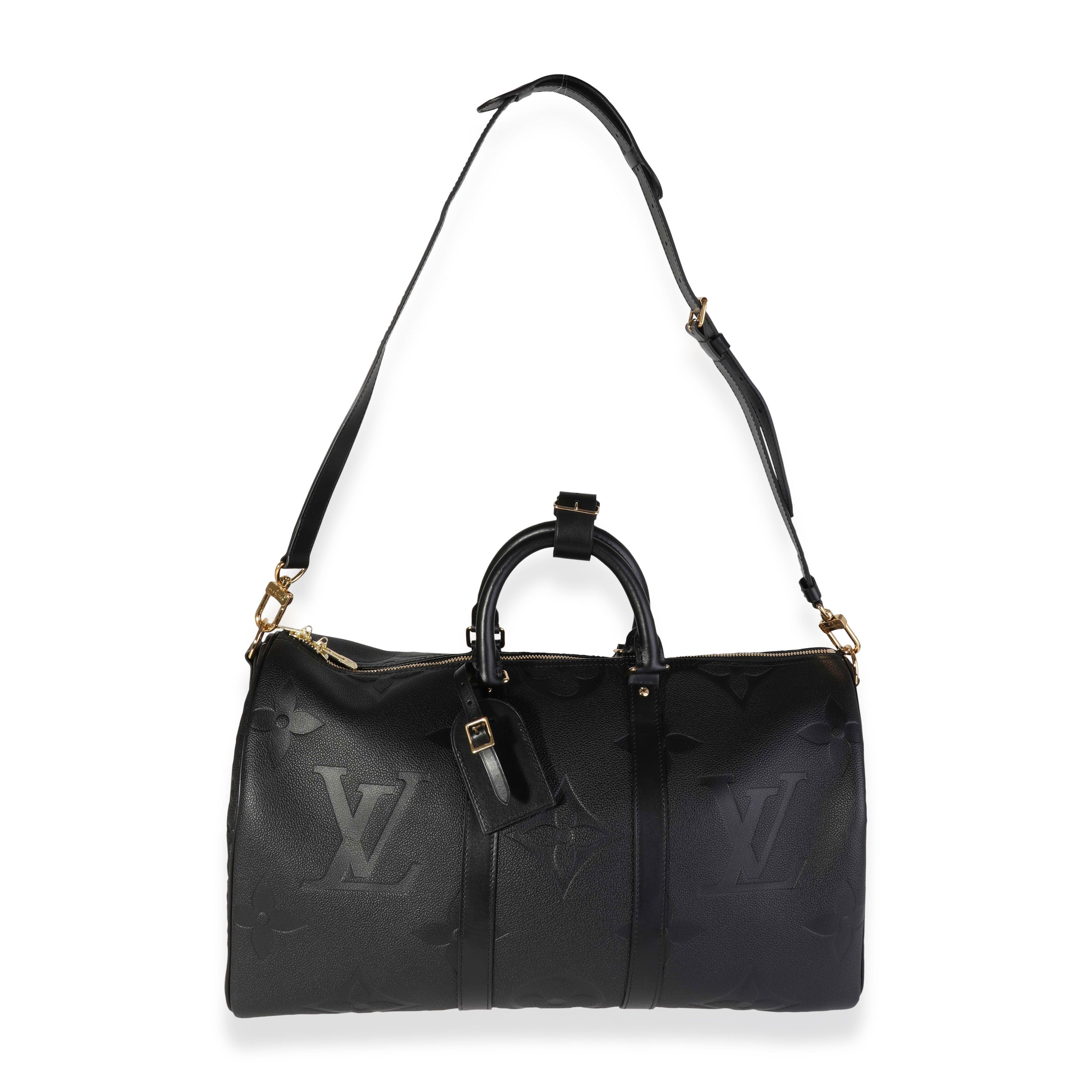 Louis Vuitton Black Monogram Empreinte Giant Keepall Bandoulière 45